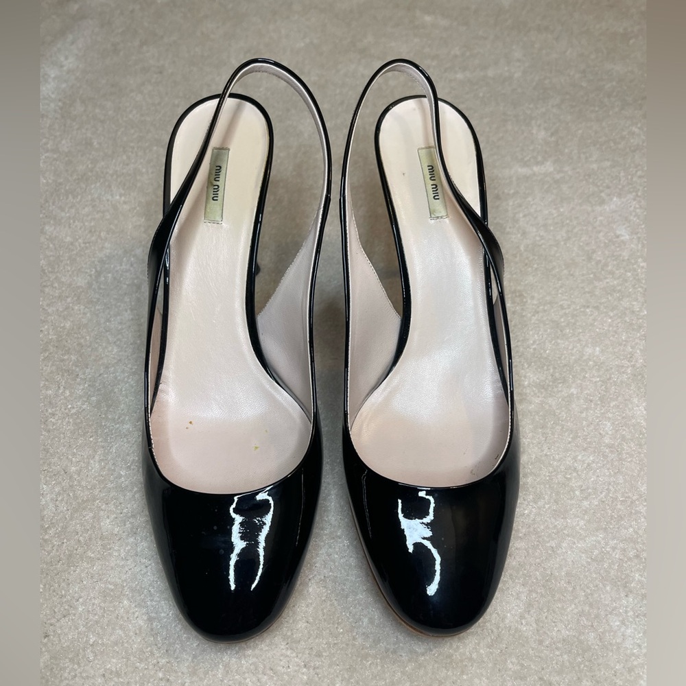 Miu Miu patent leather slingback heels